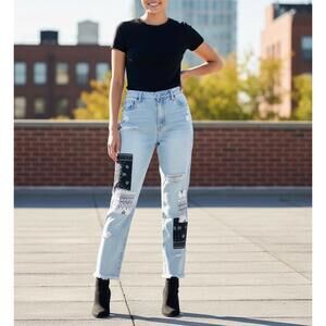 Blank NYC Jeans 32 Madison Crop Bandana Ankle Grunge Distressed‎ Patchwork Light